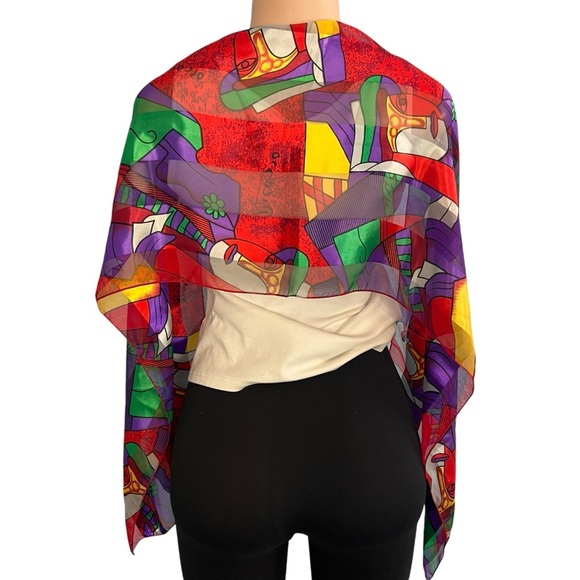 3/$30 🍂 Vintage Picasso Print Scarf Abstract Art Multi Color - Picture 2 of 5